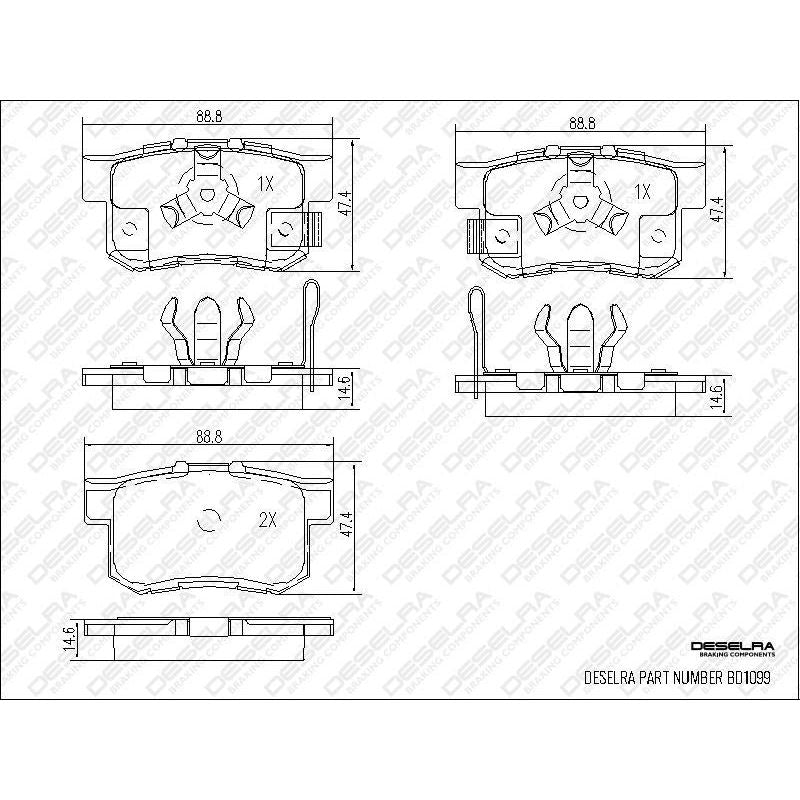 Honda Accord 2009-2014 (2.4) & CRV 2013-2015 (2.0) * Brake Pad Set * Rear