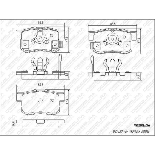 Honda Accord 2009-2014 (2.4) & CRV 2013-2015 (2.0) * Brake Pad Set * Rear
