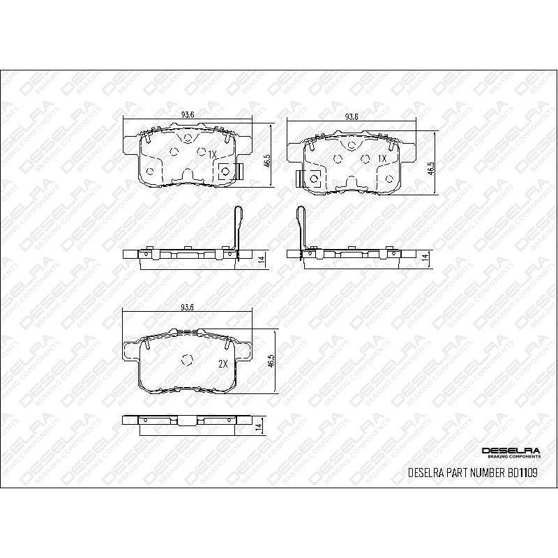 Honda Accord 2009-2014 * Brake Pad Set * Rear * 2.0